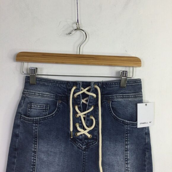 O'Neill Womens Marina Jean Shorts Denim Dark Wash Blue Grass Wash Size 27 NWT - Picture 6 of 16